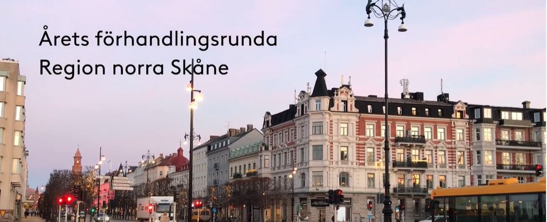 Stadsgata med texten Årets förhandlingsrunda Region norra Skåne