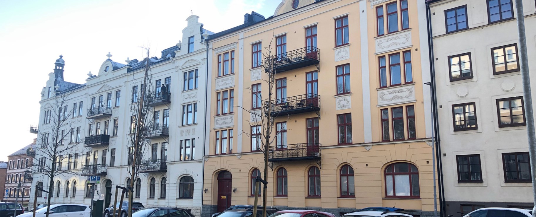 Husfasader i centrala Halmstad