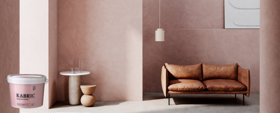 Bilden visar ett rum med färgen Kabric från Flügger.