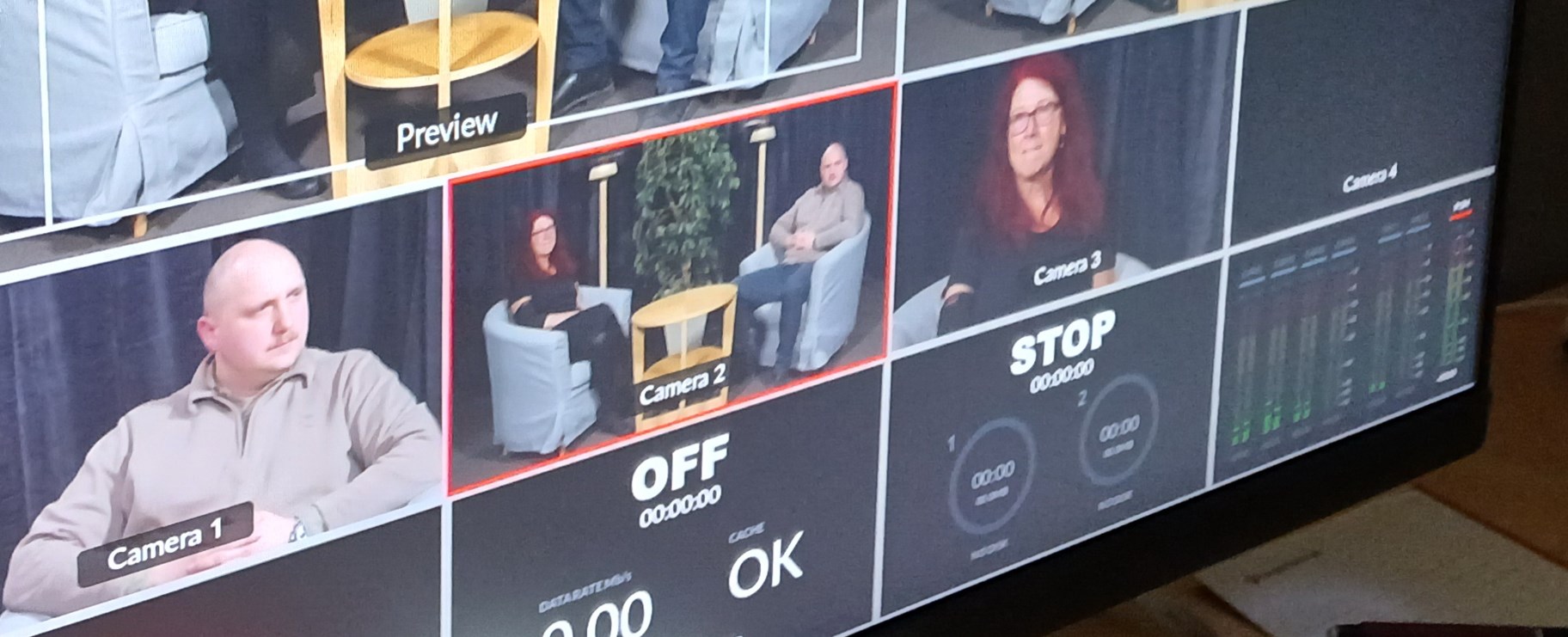 Redigeringsskärm i tevestudio