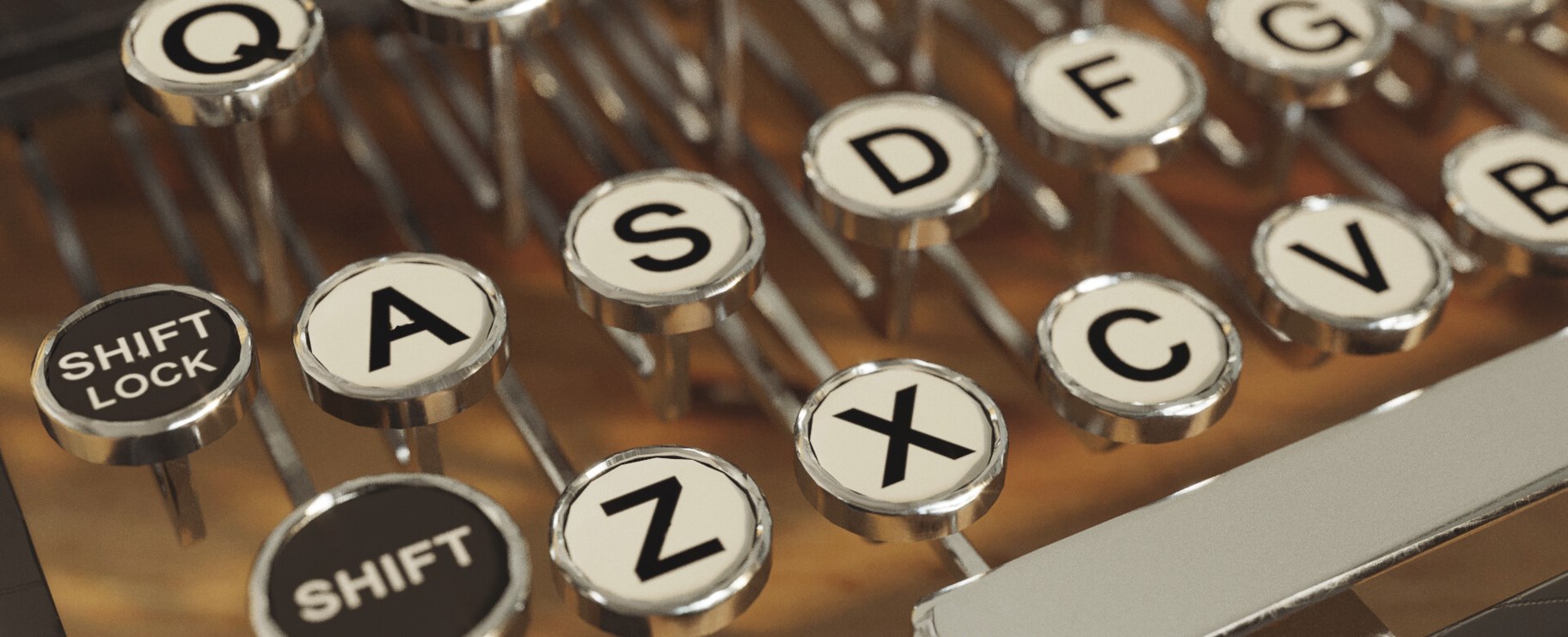 Närbild på tangenter på riktigt gammal skrivmaskin