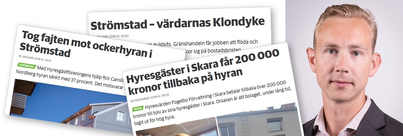 Klipp från Hem & Hyra som tar upp frågor kring överhyra. Ludvig Möller, förhandlare och jurist.