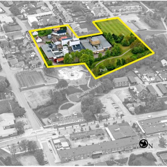 Orienteringskarta med utritat planområde i Bjuv.