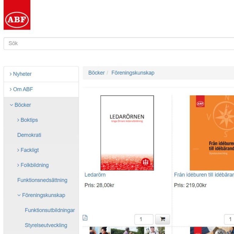 Skärmklipp från ABFs webbutik.