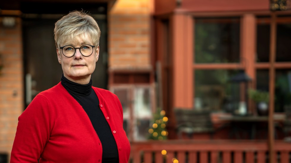 Förbundsordförande Marie Linder står utanför sin bostad
