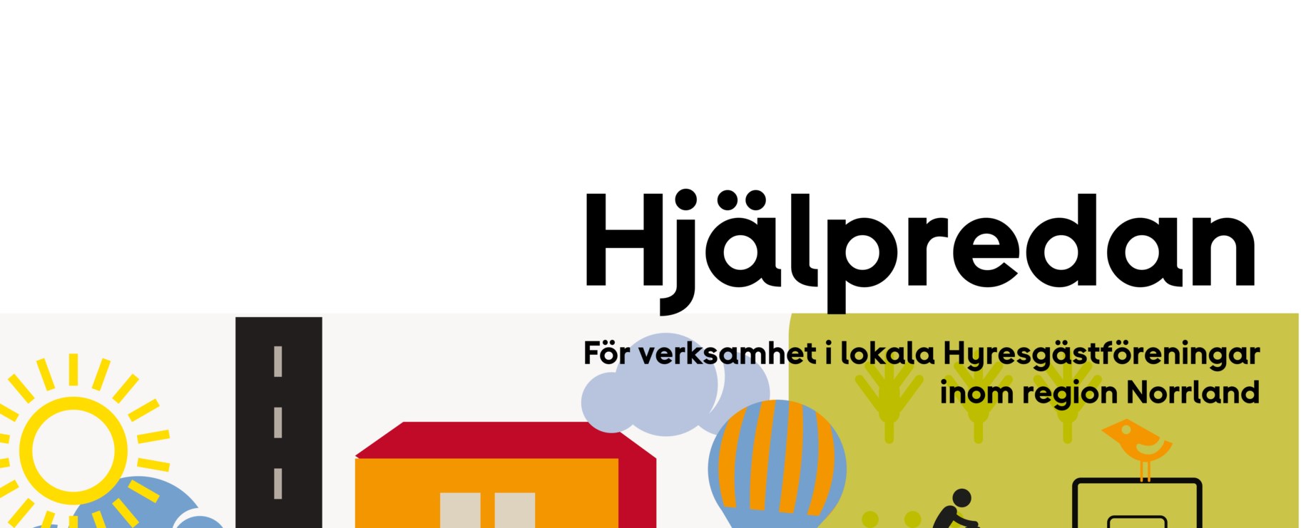 Illustration av ett bostadsområde Text Hjälpredan