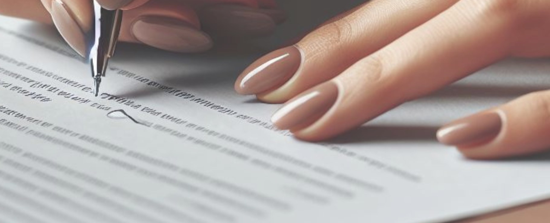 En kvinna skriver under ett papper