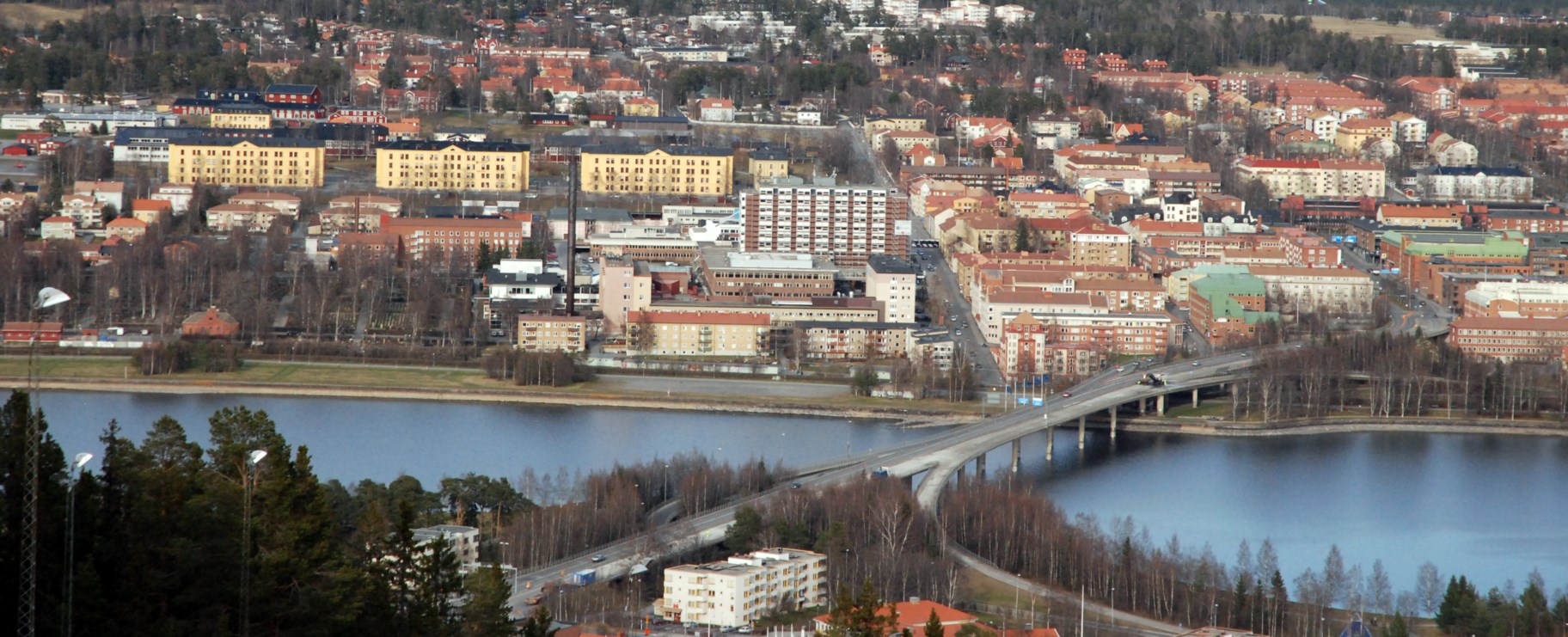 Vy över Östersund från skidbacken på Frösön