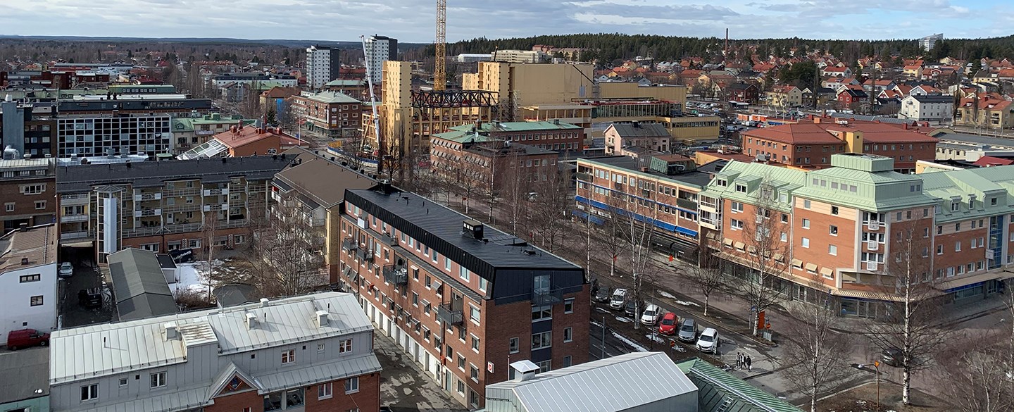 Bild över Skellefteå centrum hustak