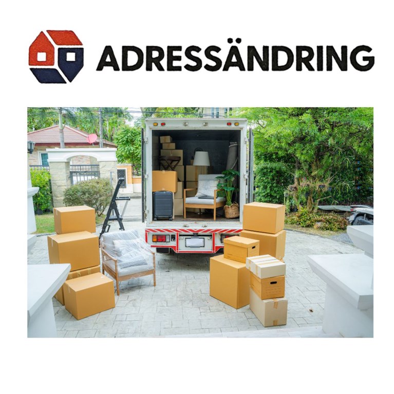 En flyttfirma lastar flyttbilen