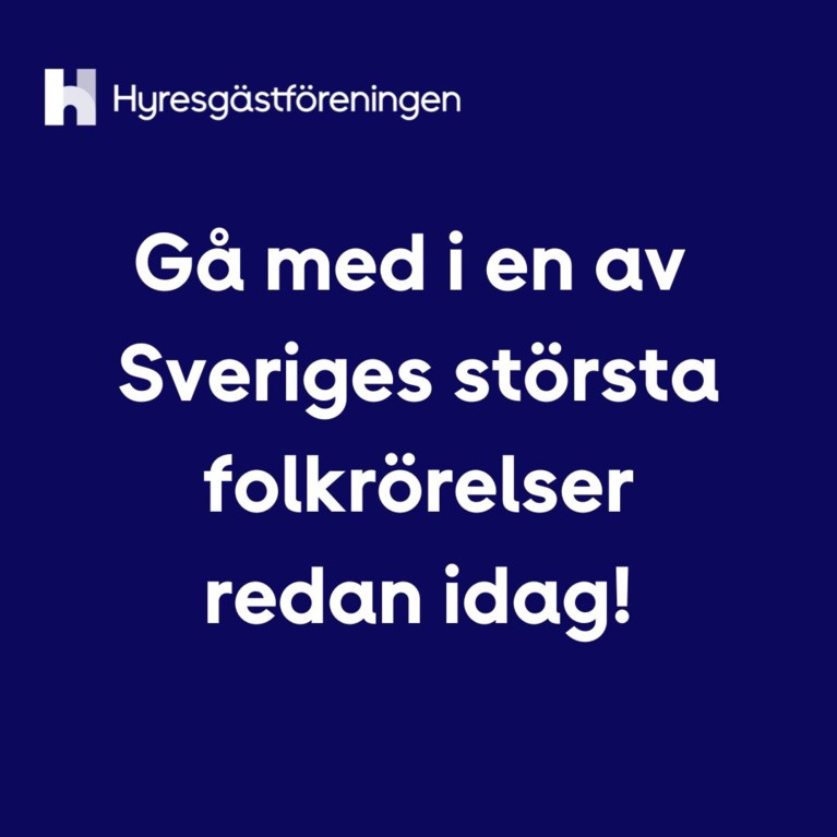 Blå bakgrund med vit text: Gå med i en av Sveriges största folkrörelser redan idag!