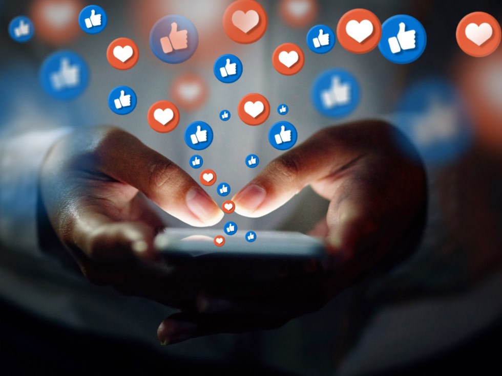 sociala medier, knappar på mobilen