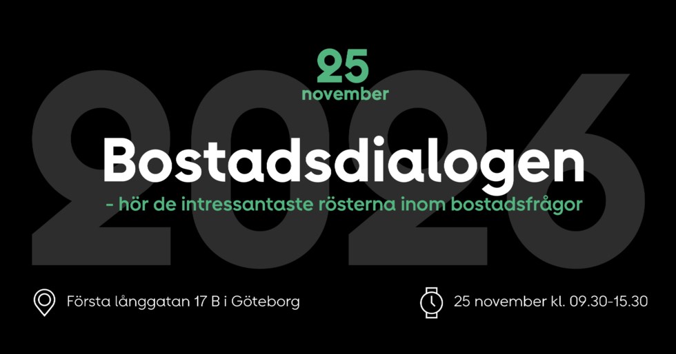 Text på en svart bakgrund där det står Bostadsdialogen 2026.