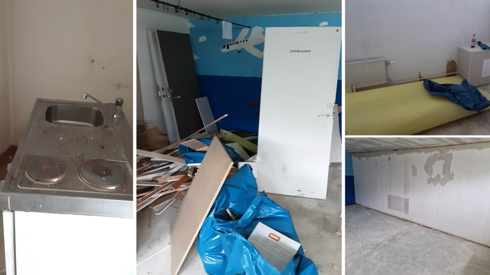 Kollage med foton från när lokalen renoveras.