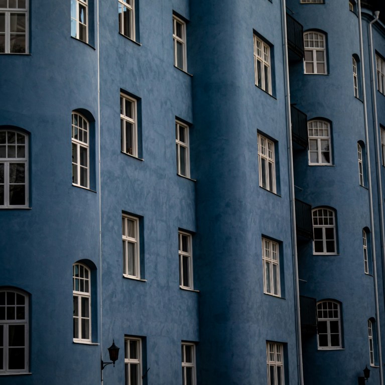 Uppsala, blå fasad, lägenheter