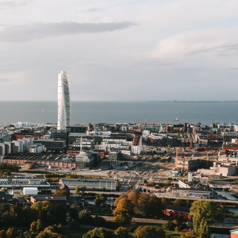 Bild med vy över Malmö
