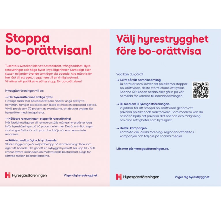Flygblad stoppa bo-orättvisan